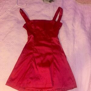 Metallic Back Bow Bodycon Mini Dress Red